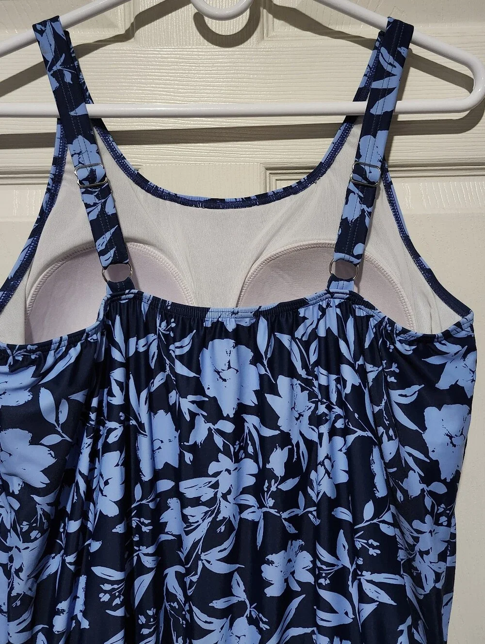BloomChic Navy and Blue Floral One-Piece Swim Romper Size 14/16